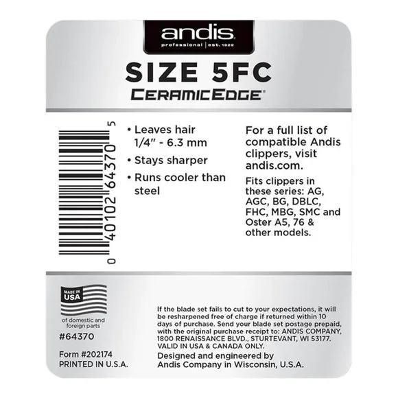 Andis CeramicEdge 5FC 64370 Clipper Blade #64370 - Picture 2 of 2